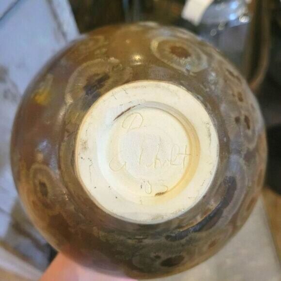 Vintage Dave Eickholt Crystalline Glaze Earthenware Pottery Vessel Vase - Picture 11 of 12